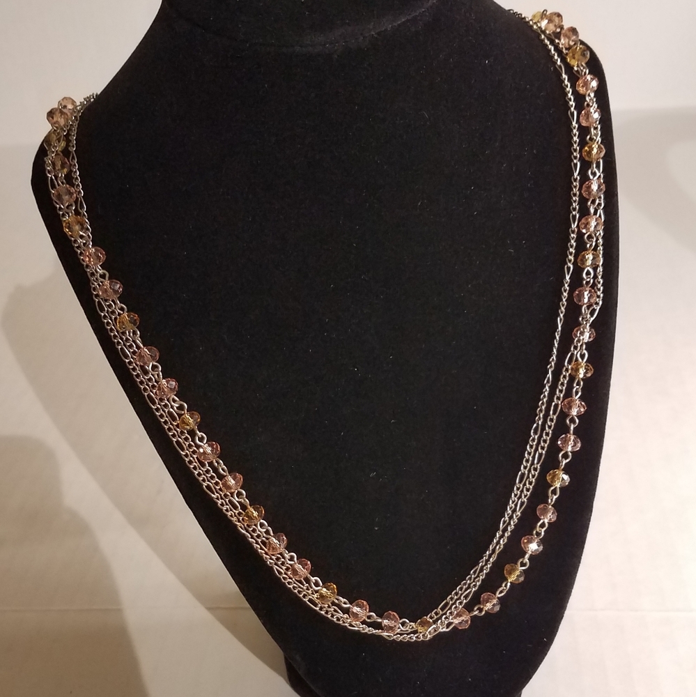 Bead and chain necklace  j217